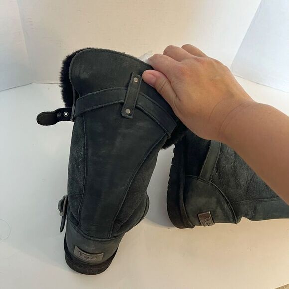 UGG 1003189 Ciera Tall Convertible Bucket Suede Sheepskin Leather Riding Boots - Picture 9 of 12